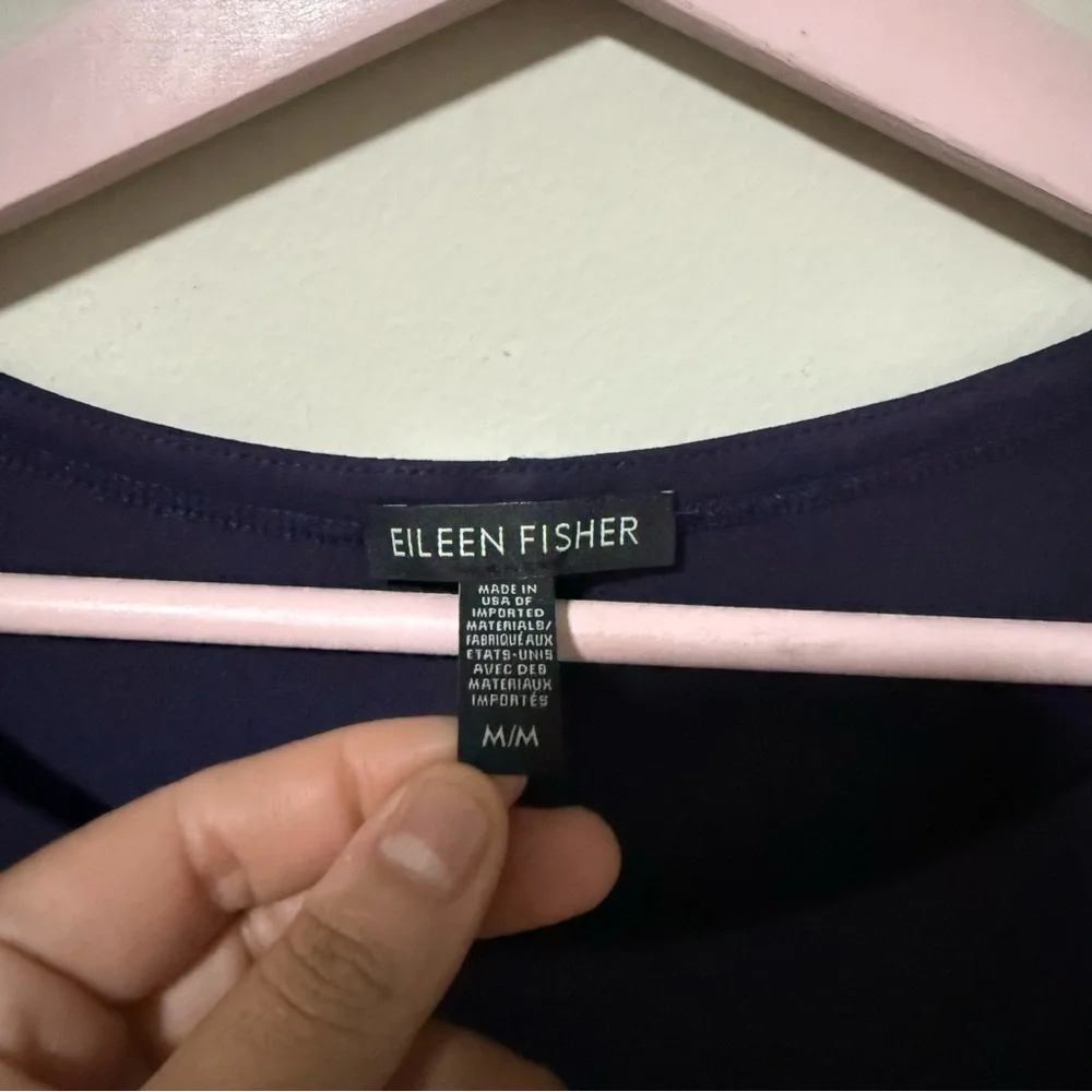 Eileen Fisher Asymmetrical Dress Short Sleeve Purple Size Medium - Picture 7 of 10